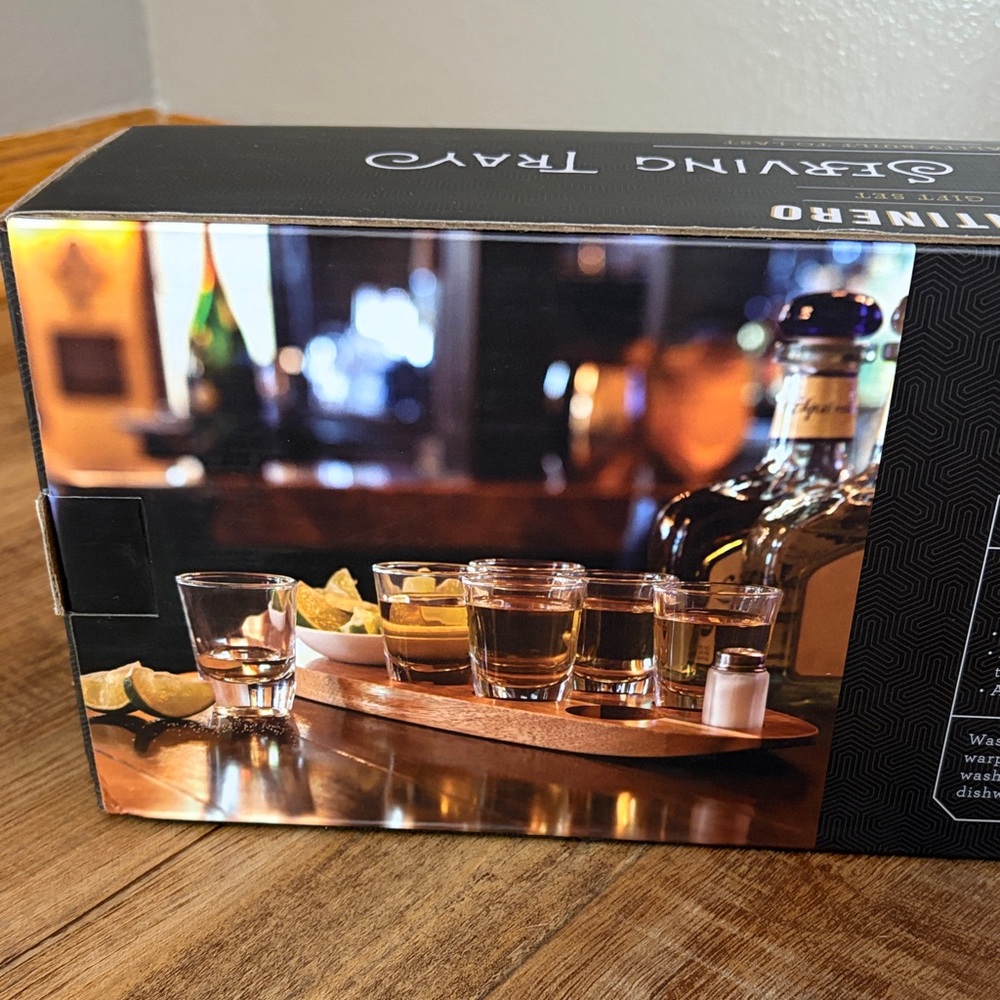 Legacy Cantinero Shot Glass wooden Serving Tray Set